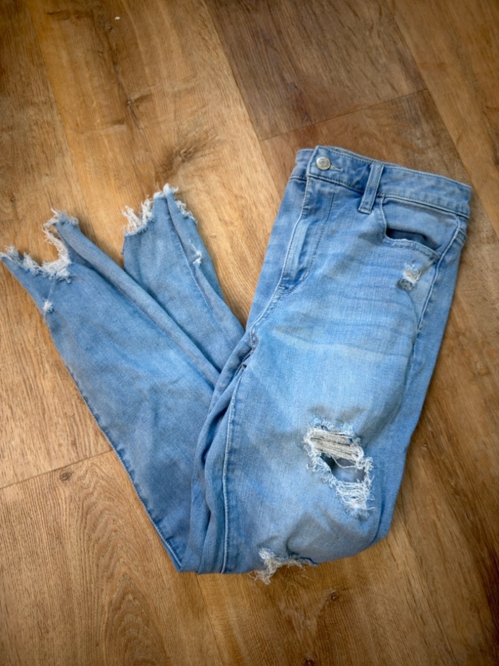 American Eagle Outfitters Light Blue Ripped Skinny Jeans